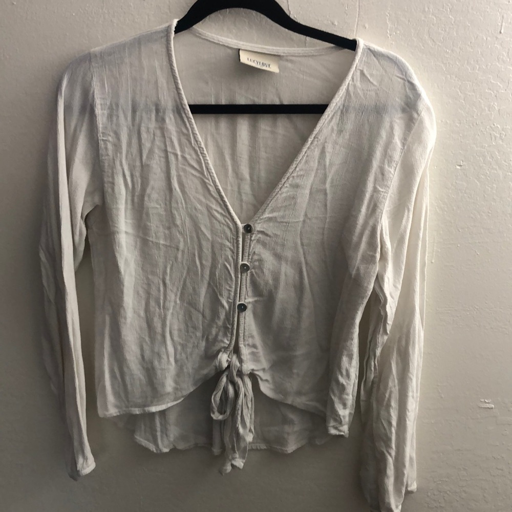 Cropped long sleeve white top
